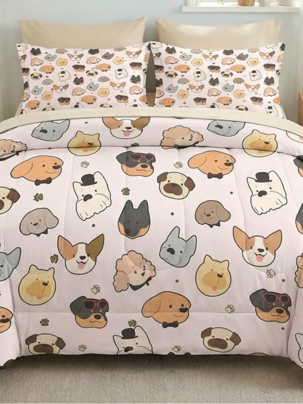 New Nesker Cartoon Dog Comforter Set - Pink 2 sets $30 each set